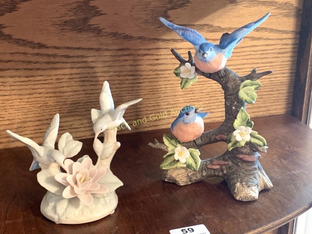 2 Birds in Trees Figurines