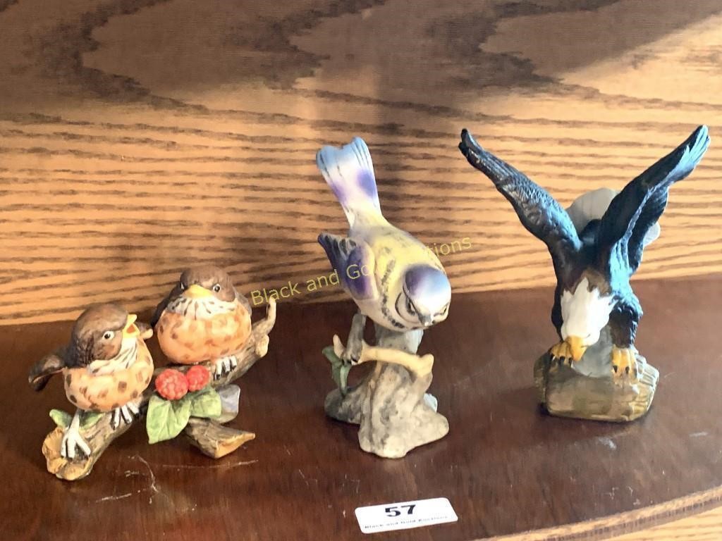 3 Small Bird Figurines