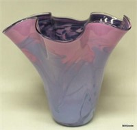 Art glass 9" tall vase, signed by Egerstrom
