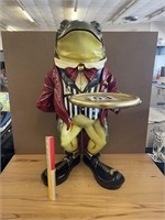 FROG BUTLER W/ GOLD SERVING TRAY - 31" TALL