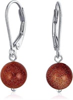 Unique 7.00ct Sandstone Bead Ball Drop Earrings