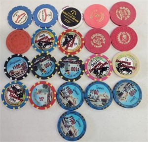 21 Various Las Vegas Nevada Casino Chips