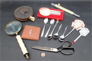 Misc. Vintage- Magnifying Glass, Tape Measure+