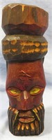 HAND CARVED WOOD 9" TIKI STATUE