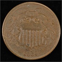 1864 2-CENT PIECE CH AU