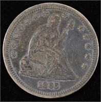 1865 SEATED LIBERTY QUARTER XF