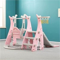 Pink Slide and Swing Set for Toddlers