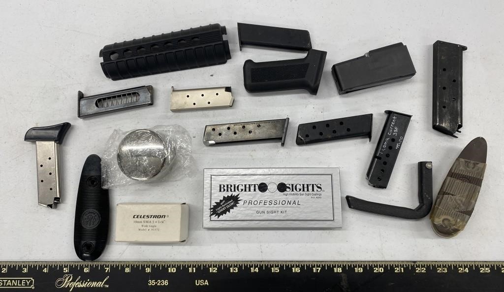 Group of Mixed Gun Parts and Shooting Supplies