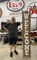 Large Heavy Wooden Welcome Sign