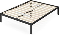 Mia Metal Platform Bed Frame with Headboard Qu