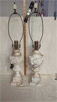 Pair of vintage marble table lamps