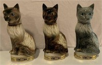 Lot of 3, 1967 Jim Beam Cat Decanters