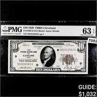 1929 $10 Cleveland OH National Bank Note PMG 63
