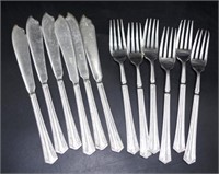 Set silver plate fish knives & forks