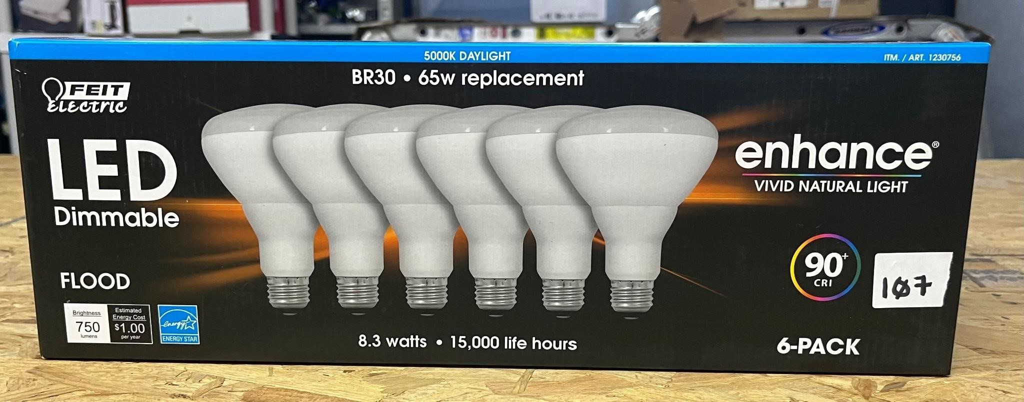 Feit Electric 65W Light Bulbs, 6pk
