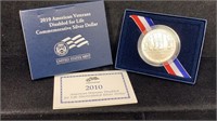 2010 Silver UNC American Veterans Disabled for