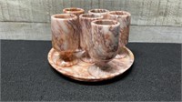 Vintage Marble Shot Glass Set