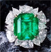 9.1ct Colombian Emerald Ring 18K Gold