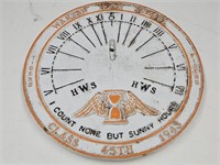 1943 Cast Iron Warsaw H.S. Sun Dial 10"