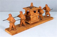 Chinese Carved Wood Palanquin Model