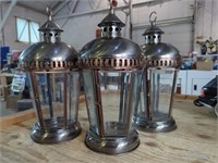 3 Hanging Metal Lanterns Measure 15" Tall