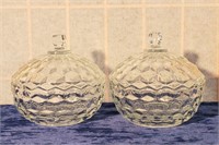 set of two Fostoria covered candy dishes