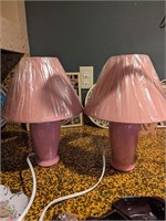 Pair pink lamps with shades, New