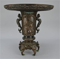Japanese Cast Bronze Flower Vase