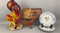 Rooster Chalkware Statue, Plates & Decor