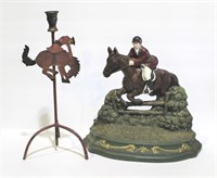 Horse Race Americana Iron Door Stop  & Candlestick