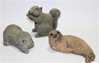 3 Animal Yard Concrete Statues