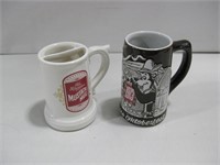Two Ceramic Stein Mugs Tallest 6"