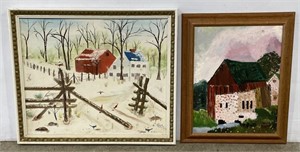 (RK) Cole and T.J. Barn Oil Paintings 26 1/2” x