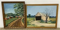 (RK) Barn Oil Paintings 26” x 20” and 18 1/4” x