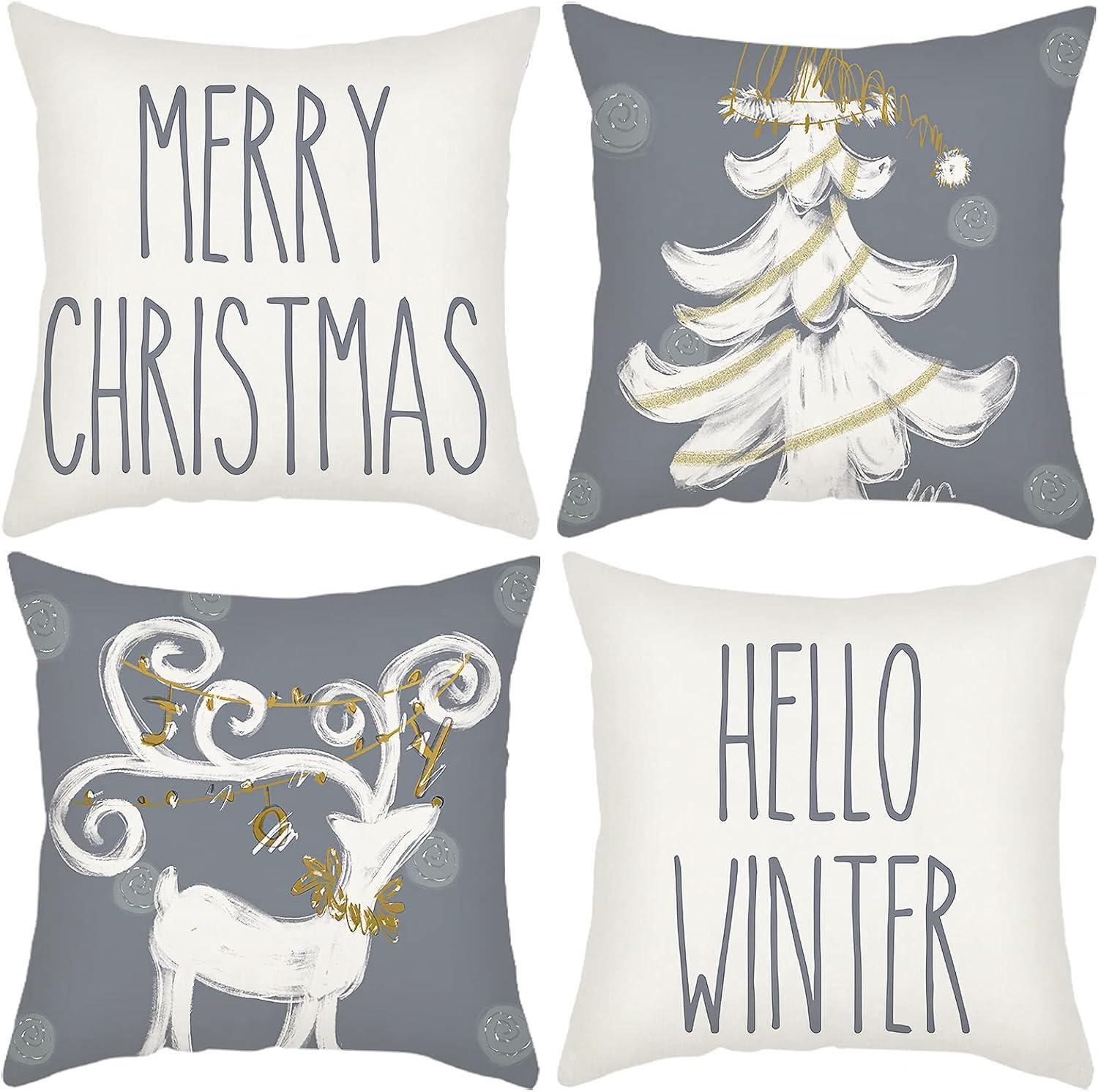 Halomoon Christmas Pillow Covers Set of 4