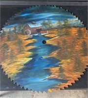 Large Hand Painted Saw Blade VTG