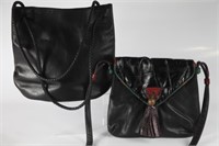 (2) BLACK LEATHER SHOULDER BAGS