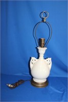 Ceramic, brass base table lamp, 22.25 " to