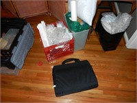 Totes, Crate, and Bag of Bubble Wrap