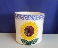 Sunflower Decorated Crock California Pottery