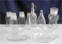 Lot Misc. Glass Canisters, Dishes, Bottles