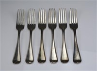 Six Georgian English silver dinner forks