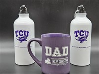 3- TCU Coffee Cup & Water Bottles