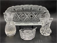 (4) Clear Glass Relish Dish (marked Le.smith