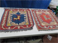(2) vintage Handsewn/Dyed 20" Accent Rugs DEER $$?