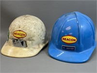 *2 Beacon Oil Safety Hats & Wooden Box w/Lid