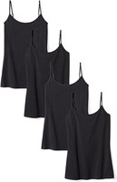 4 Pack Women's Slim Fit Camisoles-L, Black