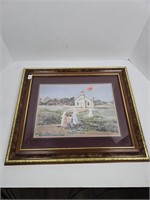 Signed Ann Mount Church Country Scene Picture