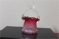 A Cranberry Glass Basket