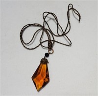 Vintage Topaz Glass Pendant